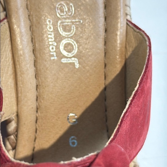 Gabor Red Sandals with Suede Straps and Cork Sole - Picture 7 of 10